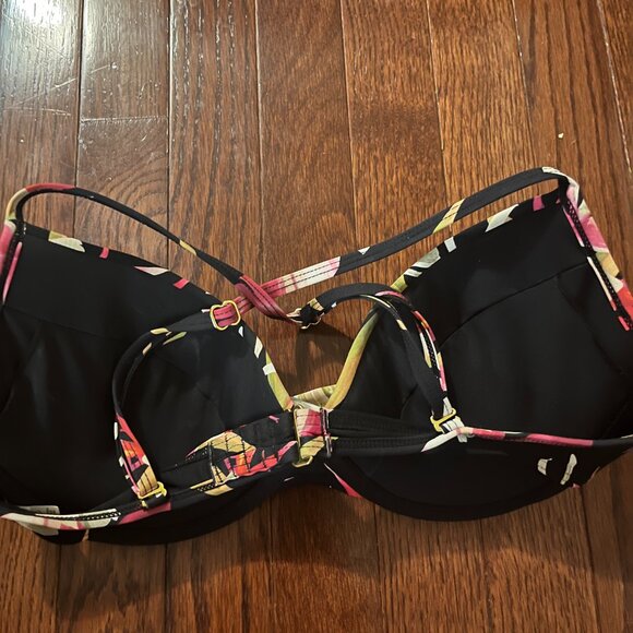 BLACK-FLORAL BIKINI TOP FROM LA VIE ON ROSE aqua - Picture 2 of 2